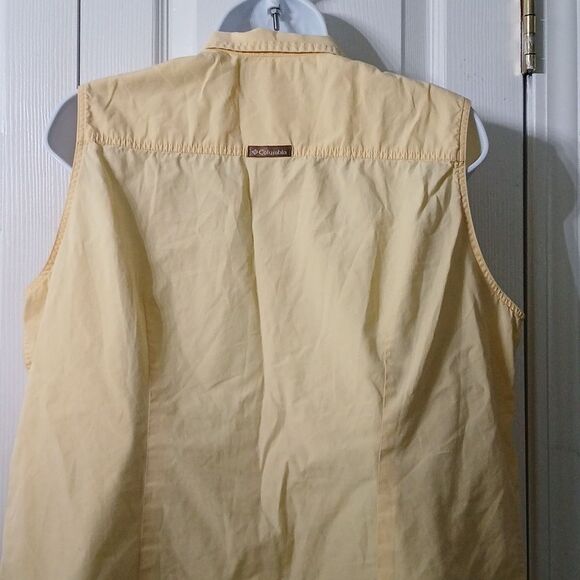 Columbia yellow button down sleeveless blouse top  Sz XL EUC - Picture 6 of 7